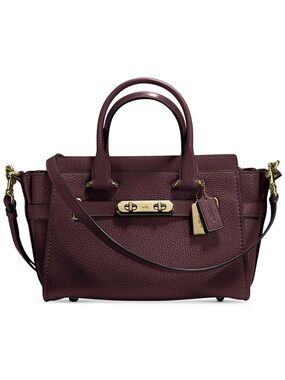 Coach Vintage Y2K Oxblood Pebble Leather Swagger 27 Crossbody Handbag $450